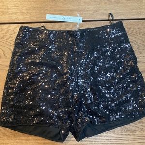 She+ sky  black sequin shorts